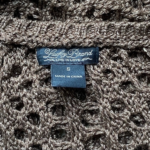 LUCKY Brand Macey Metallic Spiced Nutmeg Fisherman’s Open Weave Sweater Small - Picture 7 of 11
